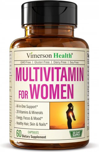 Daily multivitamin, multimineral supplement for women. Vitamins & Minerals. This product is not a substitute for medication. Chromium, magnesium, biotin, zinc, calcium, green tea. Heart and breast health. 60 capsules