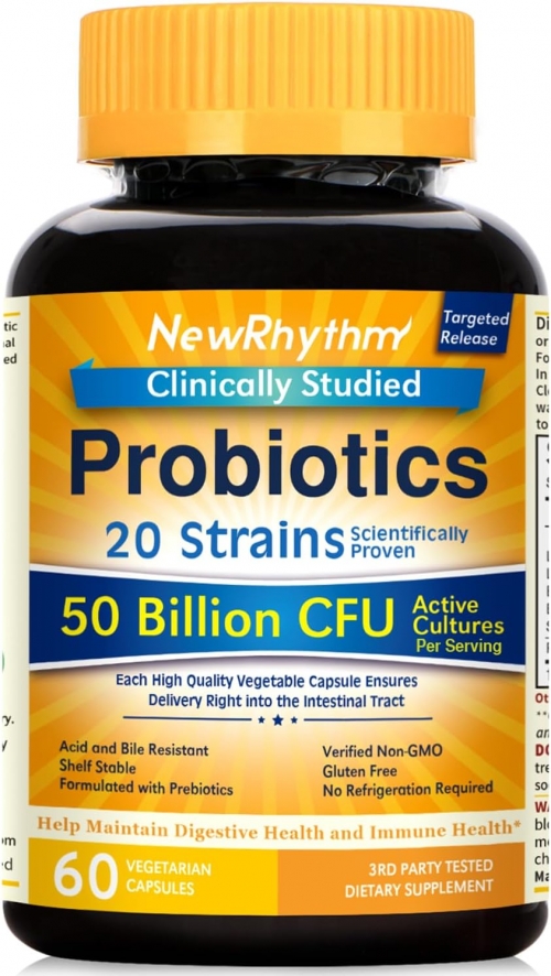 Probiotics 5 billion CFU 20 strains, 60 vegetarian capsules, Targeted Release Technology, Acid Resistant, No Refrigeration Required, Non-GMO, Gluten Free