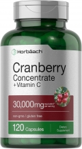 Cranberry Extract Concentrate Pills + Vitamin C | 30,000mg | 120 Capsules | Non-GMO and Gluten-Free Supplements