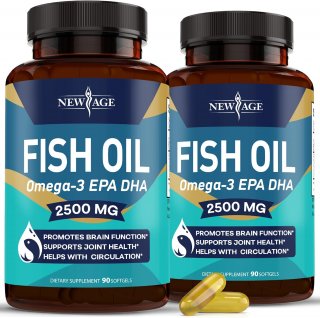 Omega 3 Fish Oil 2500mg Supplement Immune and Helath Support - Promotes Joint, Eye and Skin Health - Non-GMO - EPA, DHA Fatty Acids Gluten Free (180 Softgels (2 Pack))