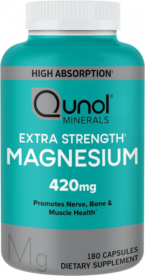 Magnesium Capsules 420mg, 100% DV, Highly Absorbed Magnesium Supplement, Extra Strength, Bone and Muscle Health Supplement, 180 Capsules